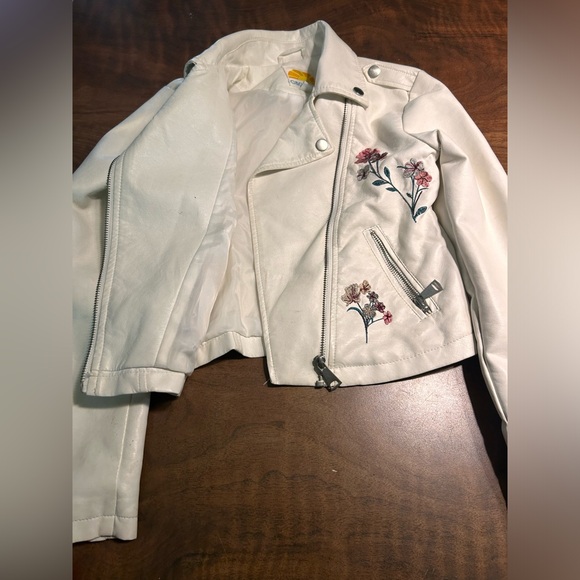 C&C California Girls Embroidered White Faux Leather Jacket - Picture 2 of 7
